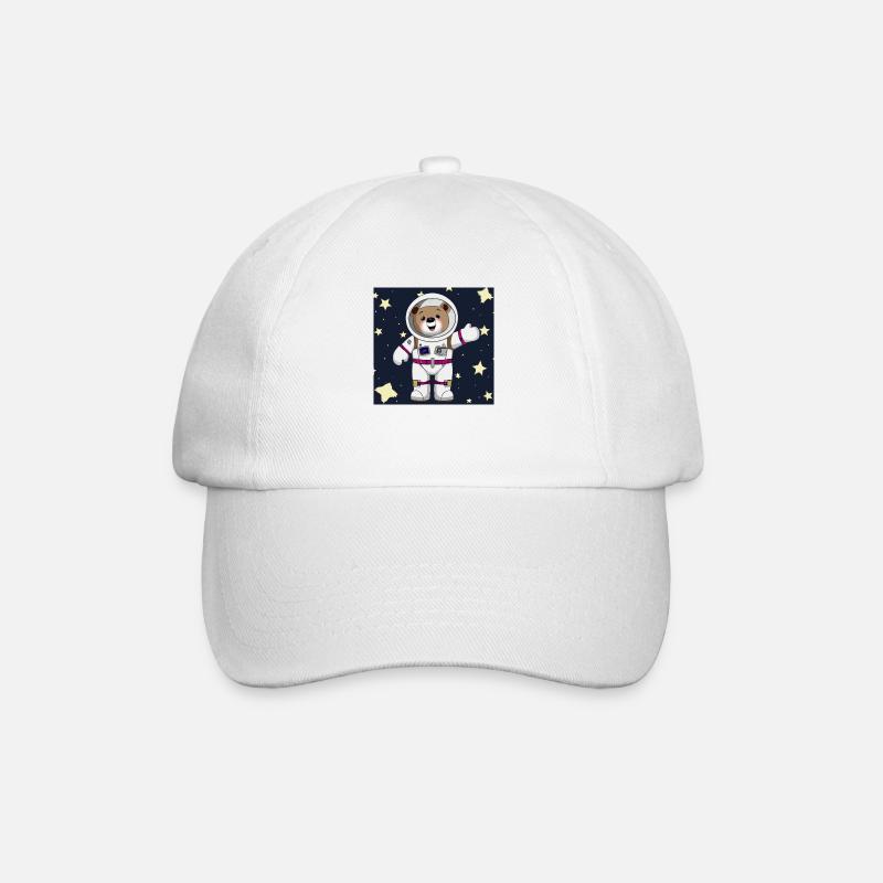 Teddybär, Astronautenanzug, Weltall - Baseballkappe - Weiß/Weiß