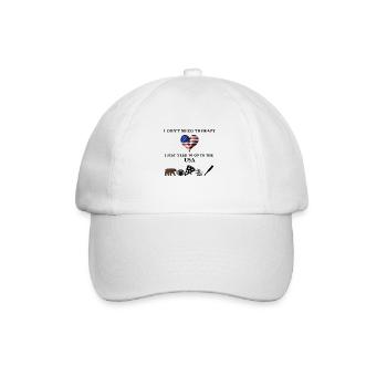 USA lustig Geschenkidee Therapie Amerika - Baseballkappe - Weiß/Weiß - Vorne