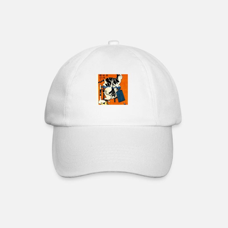Katzen im Japanischen Kunst Stil 2 - Baseballkappe - Weiß/Weiß