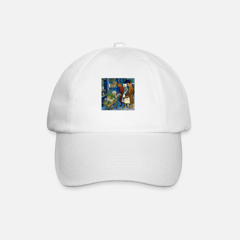 Katzen im Van Gogh Stil 2 - Baseballkappe - Weiß/Weiß