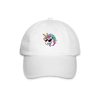 Einhorn mit Sonnenbrille - Baseballkappe - Weiß/Weiß - Vorne