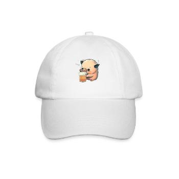Süsser Schwein trinkt BIer - Baseballkappe - Weiß/Weiß - Vorne