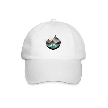 Boat on calm lake in the mountains - Baseball Cap - white/white - Front