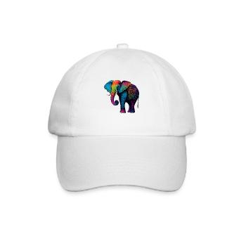 Bunter Elefant - Baseballkappe - Weiß/Weiß - Vorne