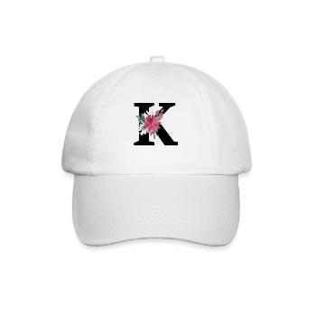 Buchstabe k blumig - Baseballkappe - Weiß/Weiß - Vorne