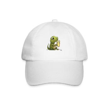 Mignon petit bébé dino avec de la bière - Casquette classique - blanc/blanc - Devant