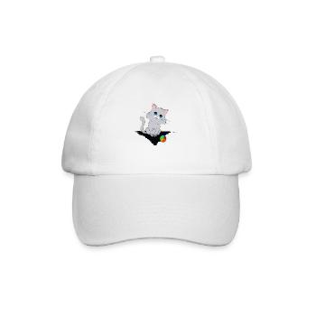 Kleines Kätzchen mit kleinem Ball - Baseballkappe - Weiß/Weiß - Vorne