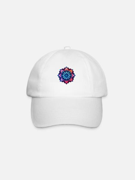 Mandala colorful flower neon - Baseball Cap - white/white