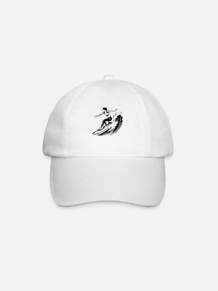 Surfen Surferin Wellenreiten Zeichnung Geschenk - Baseballkappe - Weiß/Weiß