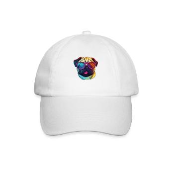 Pug dog with colorful sunglasses - Baseball Cap - white/white - Front