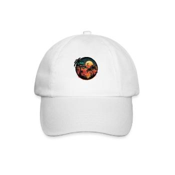 Beautiful sunset on an island in the ocean - Baseball Cap - white/white - Front