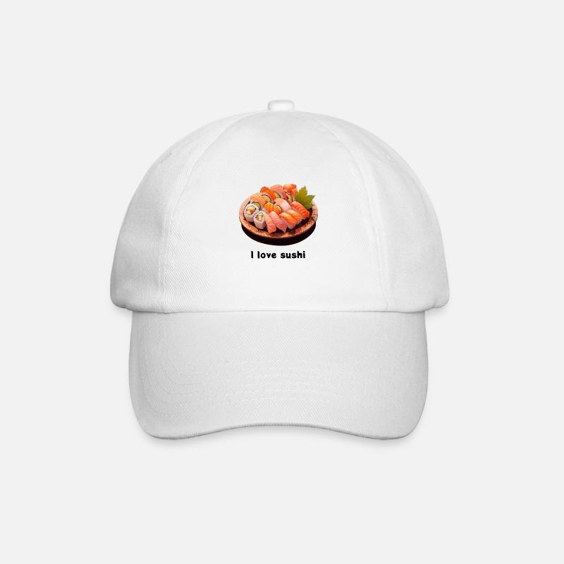 i love sushi - Baseballkappe - Weiß/Weiß