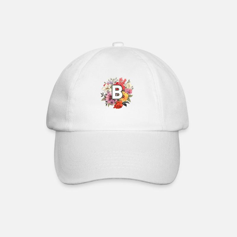 B Monogramm Blumenstrauss - Baseballkappe - Weiß/Weiß