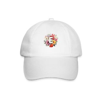 E Monogramm Blumenstrauss - Baseballkappe - Weiß/Weiß - Vorne