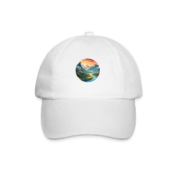 Paysage De Montagne Avec Prairies, Rivière, Coucher De Soleil - Casquette classique - blanc/blanc - Devant