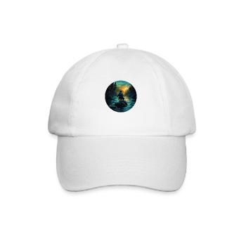 Fishing in the wilderness at sunset - Baseball Cap - white/white - Front