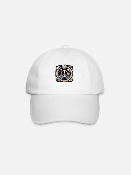 Drapeau arc-en-ciel de tolérance cardiaque d'amour de fierté LGBT - Casquette classique - blanc/blanc