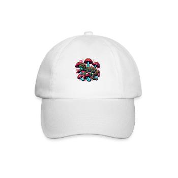 Psychedelischer Gecko mit Pilzen - Baseballkappe - Weiß/Weiß - Vorne