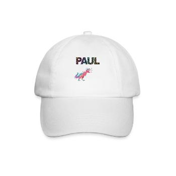 PAUL - Beautiful boy name with dinosaur - Baseball Cap - white/white - Front