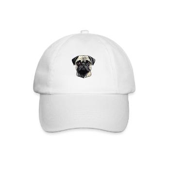 hund mops - Baseballkappe - Weiß/Weiß - Vorne