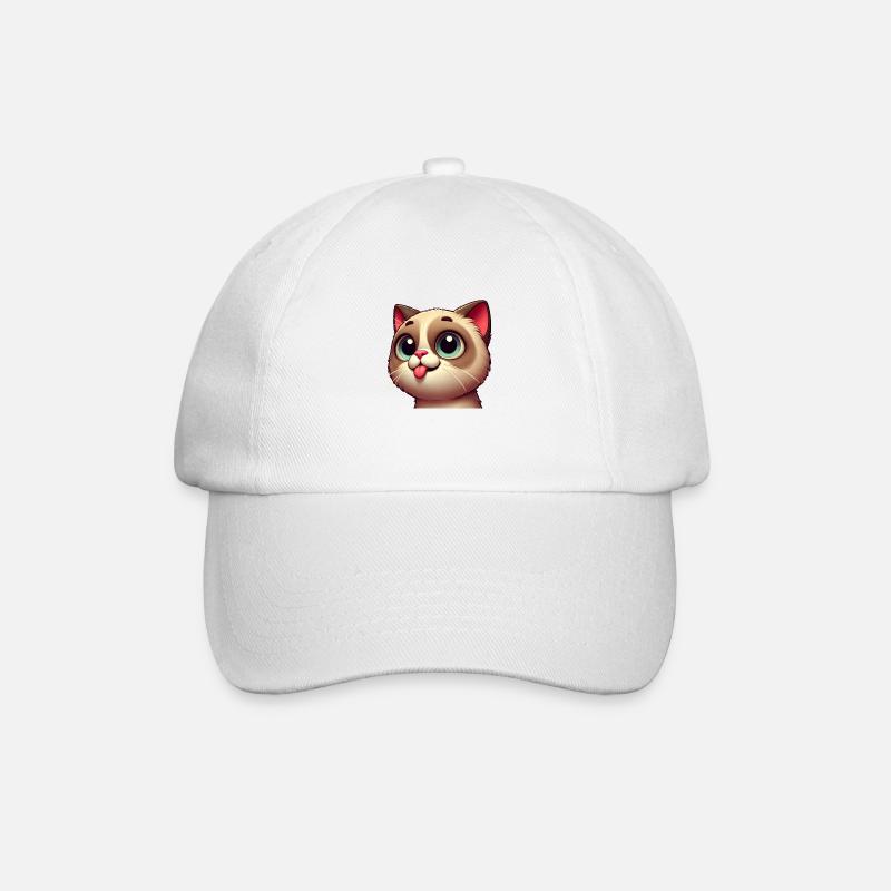 Chat mignon avec de grands yeux - Casquette classique - blanc/blanc