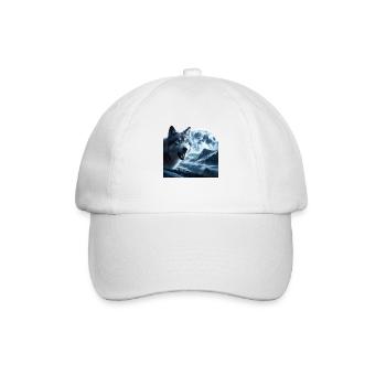 Wolf with blue eyes at full moon - Baseball Cap - white/white - Front