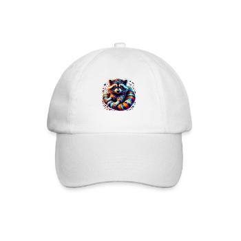 Bunter Waschbär im künstlerischen Stil - Baseballkappe - Weiß/Weiß - Vorne