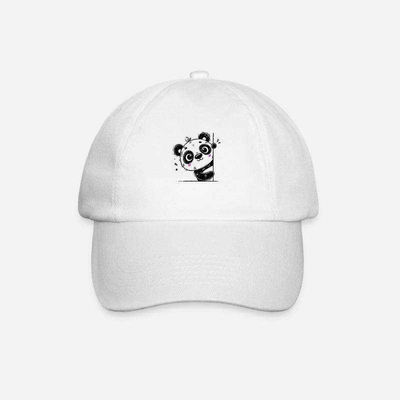 Cute panda looking around the corner - Baseball Cap - white/white