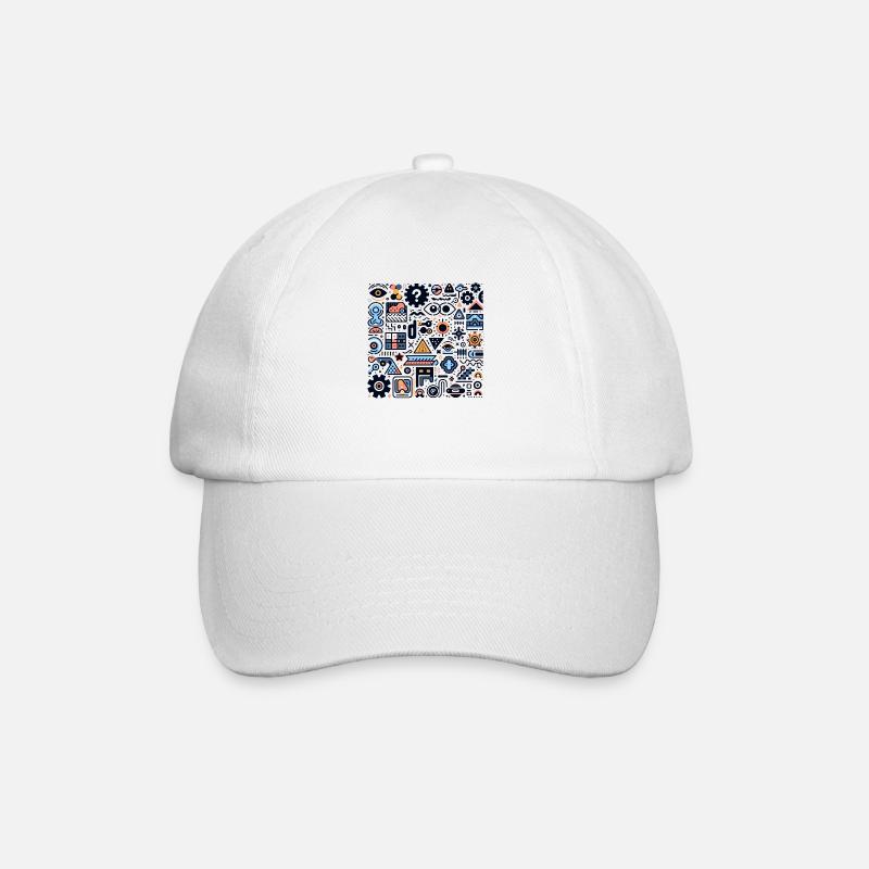 Abstract Geometric Patterns - Baseball Cap - white/white