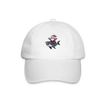 Shark Santa Claus Cartoon - Baseball Cap - white/white - Front