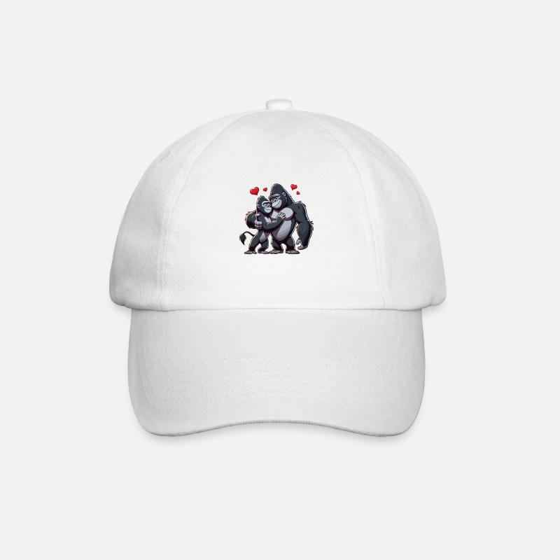 Gorilla-Paar - Baseballkappe - Weiß/Weiß
