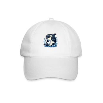 Orca springt - Baseballkappe - Weiß/Weiß - Vorne