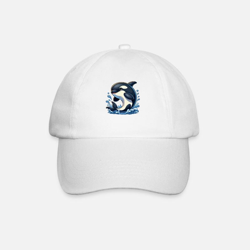 Orca springt - Baseballkappe - Weiß/Weiß
