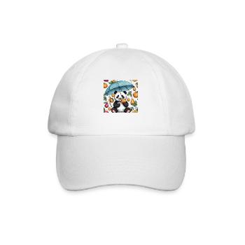 Hand drawn panda with umbrella - Baseball Cap - white/white - Front