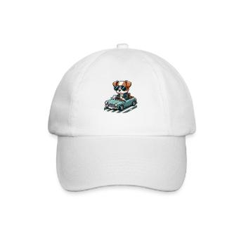 Gangsta dog in a classic car 🐶🚗🕶️ - Baseball Cap - white/white - Front