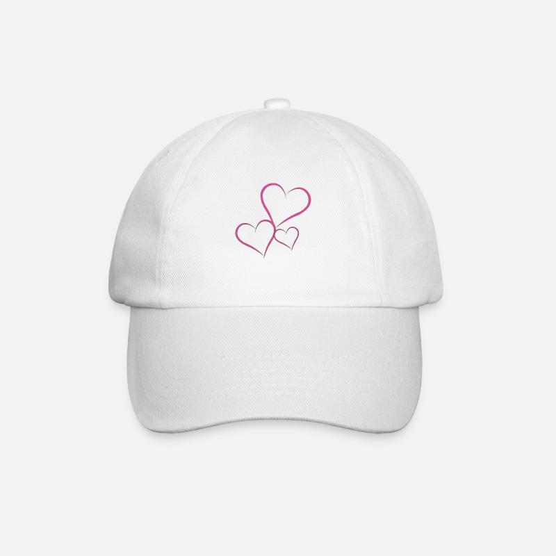 3 Herzen ,3 Hearts - Baseballkappe - Weiß/Weiß