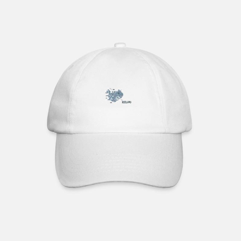 Islande, carte de l'Islande - Casquette classique - blanc/blanc