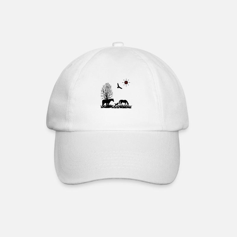 Pferde - Baseballkappe - Weiß/Weiß