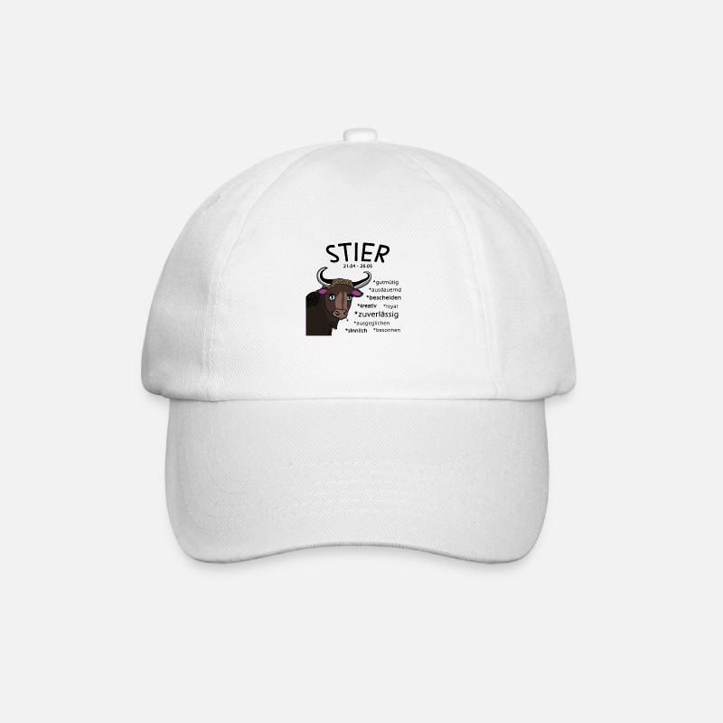 Sternzeichen Stier - Baseballkappe - Weiß/Weiß
