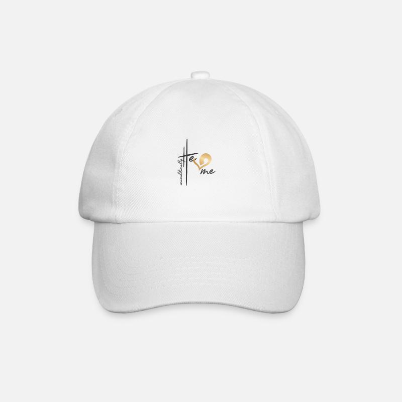 Christliches Design Er liebt mich bedingungslos - Baseballkappe - Weiß/Weiß