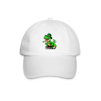 Dinosaure T-Rex de la Saint-Patrick avec chapeau - Casquette classique - blanc/blanc - Devant
