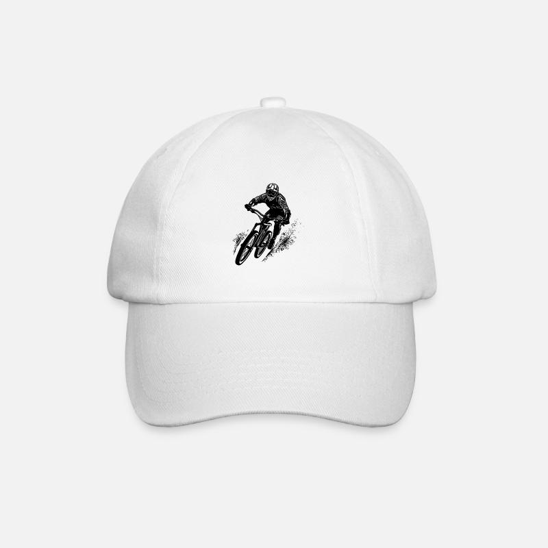 Vététistes avec vélo et casque - Casquette classique - blanc/blanc