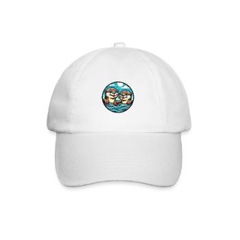 Zwei lustige Ottern Freunde fürs Leben für immer - Baseballkappe - Weiß/Weiß - Vorne