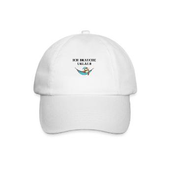 Faultier Urlaub lustige Geschenkidee witzig süß - Baseballkappe - Weiß/Weiß - Vorne