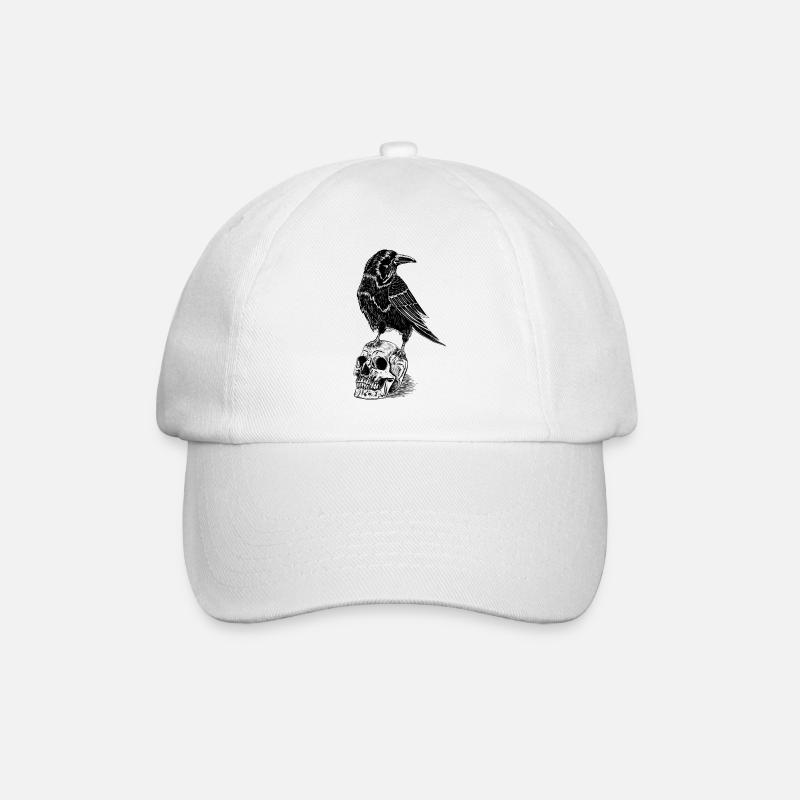 Raven and skull - Baseball Cap - white/white