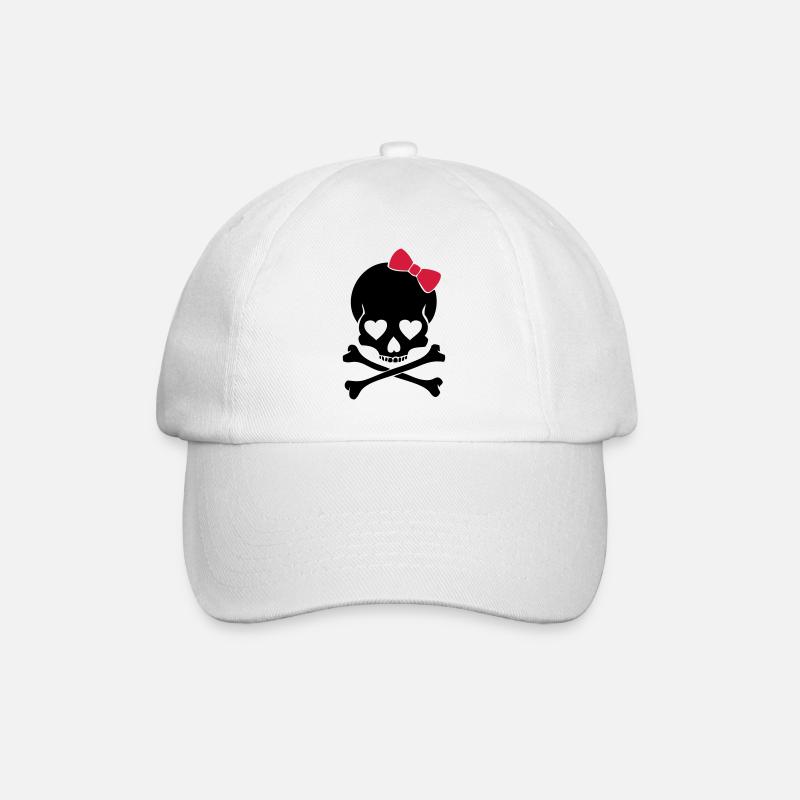 Totenkopf mit Schleife - Baseballkappe - Weiß/Weiß