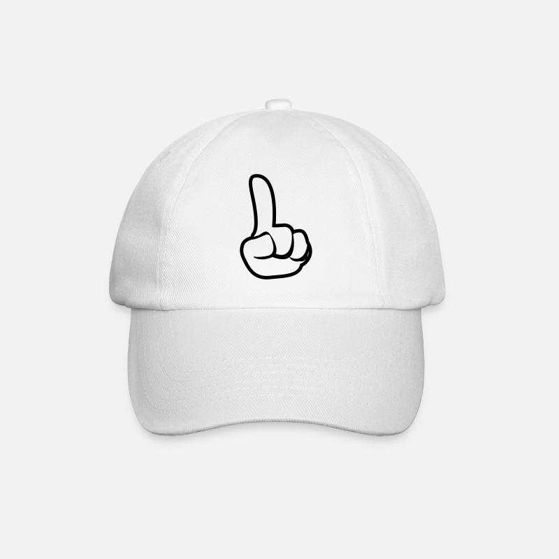 Erhobener Zeigefinger - Baseballkappe - Weiß/Weiß