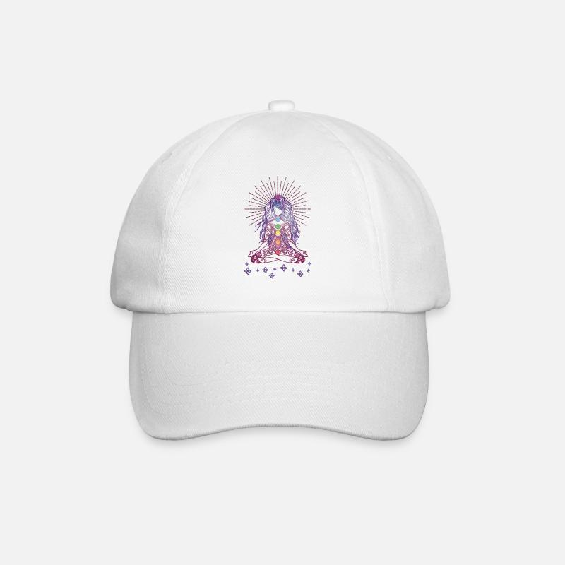 Boho Yoga Style Mädel Happy Mind Happy Life - Baseballkappe - Weiß/Weiß