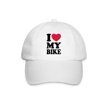 I love my bike - Ich liebe mein Motorrad - Baseballkappe - Weiß/Weiß - Vorne
