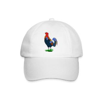 Farbenfroher Hahn im Cartoon-Stil - Baseballkappe - Weiß/Weiß - Vorne